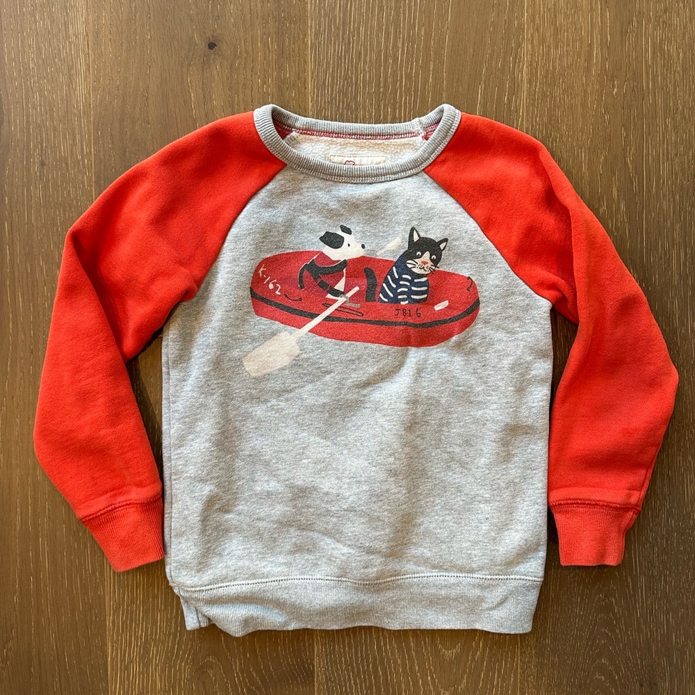 Mini Boden  rescue red and gray  sweatshirt